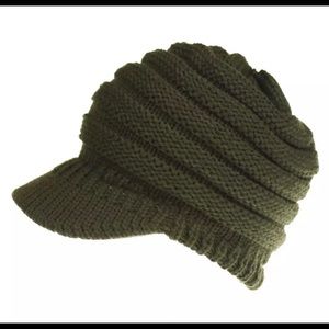 C. C beanie ponytail visor hat.